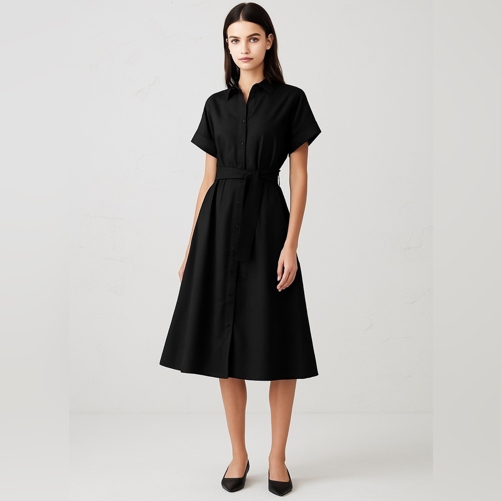 Banana Republic Black Shirt Midi Dress